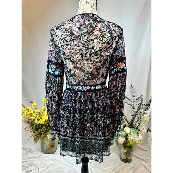 Free People Cherry Blossom Embroidered Mini Dress 6 - Picture 11 of 13